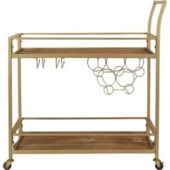 FirsTime & Co. Francesca Bar Cart, Metal Frame, Wood/Glass Top - Gold/Glass -Elegance Barware 2c44a4dd e669 495d 927b f32e3757a24b