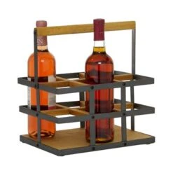 Modern 6-Bottle Wood And Metal Wine Holder - Grey -Elegance Barware 2c845a59 2993 4c2a ab6b 217665146326
