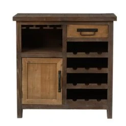 Rustic Wood 1-Drawer 1-Door Wine And Storage Cabinet - Brown -Elegance Barware 2ca2d5c4 0f3d 406b 8595 a7f78dfb2b5e