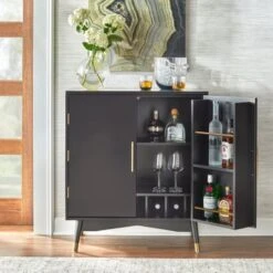 Lifestorey Killian Bar Cabinet - Walnut -Elegance Barware 2cc6a923 51b6 47ac bf22 8b7927944ebe