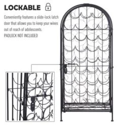 HOMCOM 35 Bottle Wrought Iron Wine Rack Jail With Lock - Black - 17.5*14*38.5 - Black -Elegance Barware 2d4ff7c1 4ddd 42b2 9a1f 97a193326b31
