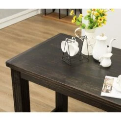 Roundhill Furniture Lotusville 7-PC Antique Black Wood Table With Faux Leather Barstools - Grey -Elegance Barware 2d52d515 7176 46fd bc9d 461107ed171d