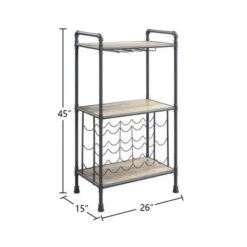 Wine Storage With Bottle And Glass Rack In Antique Oak And Sandy Gray - Antique Oak And Sandy Gray -Elegance Barware 2d553234 c967 46dd aea8 4b4ee2a45027