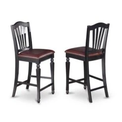 Acacia Wood 3-piece Counter Height Dining Set - A Kitchen Table & 2 Chairs - Black & Cherry (Seat's Type Options) - YACH3-BLK-LC -Elegance Barware 2d7d5b4b a179 401c 9922 8e3c8997004e