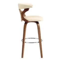 Zenia Modern Faux Leather And Wood Swivel Bar/Counter Stool - Grey & Walnut - Bar Height -Elegance Barware 2e210f68 ffb2 4c79 8fdc d4c5af938a3e