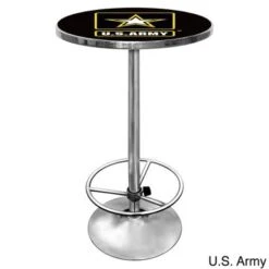 U.S Army Chrome Adjustable Height Pub Table - U.S Army This We'll Defend Chrome Pub Table -Elegance Barware 2e214d79 f423 404e a90e 8b70111a7b2e