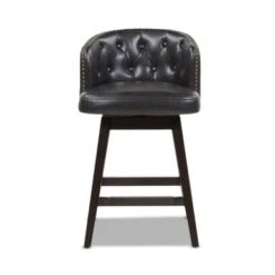 Jennifer Taylor Home Davidson Faux Leather Swivel Low Back Counter And Bar Stool - Set Of 2 - Vintage Black Brown Faux Leather - Bar Height -Elegance Barware 2e3ad33b 4d41 4e35 ba41 4af062eecd78