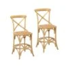 Porthos Home Ziva Counter Stools Set Of 2, Elm Wood With Woven Rattan - Nature