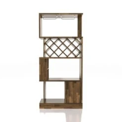 DH BASIC Contemporary Dual-Side Access Lattice 11-Bottle Wine Rack And Cabinet By Denhour - Light Hickory -Elegance Barware 2f73a2d6 be26 488b 804c 0b253b7a5ed8