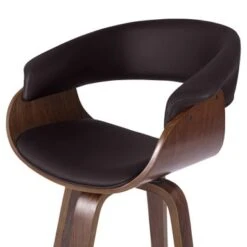 Modern Swivel Bar Stools Upholstered Counter Stools, Set Of 2 - Black/Walnut - Bar Height -Elegance Barware 2fa14823 8052 4f50 9e77 174b218797a9