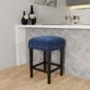 Hillsdale Furniture Cassidy Wood And Upholstered Counter Height Backless Stool - 26.25H X 16W X 16D - Black And Blue -Elegance Barware 2faea250 2502 49e9 8328 26fe69c2cf53