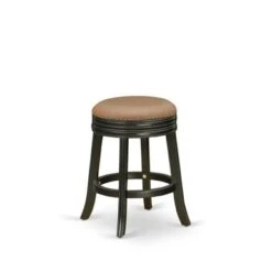 East West Furniture Devers Swivel Backless Barstool 24'' Seat Height And Pu Leather Roast (Color Options Available) - DVS024-112 -Elegance Barware 2ffa0e35 4ad3 4853 880f d871ec98d11b