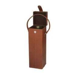 Leather Modern Wine Holder - 5 X 5 X 19 - Tan -Elegance Barware 3002decc 1d1b 4605 8406 7ddf2f8616c4