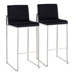 Silver Orchid Forrest High Back Bar Stool - Set Of 2 - White Velvet & Black -Elegance Barware 302800ca 742d 4c96 87f0 e34ae2e0a92f