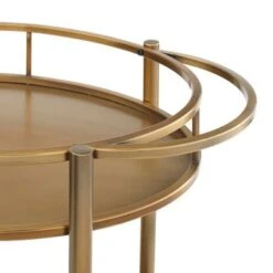 Lifestorey Devin Oval Metal Bar Cart - Bright Gold -Elegance Barware 30c58150 92d8 477a a458 2ea9b09e7295