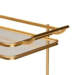Baxton Studio Destin Glam Brushed Gold Metal And Mirrored Glass 2-Tier Wine Bar Cart - Bronze -Elegance Barware 314df116 d8a3 4993 8d22 02f93410ff0a