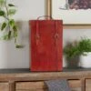 Leather Modern Wine Holder - 9 X 10 X 16 - Red