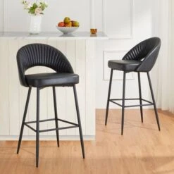 Glitzhome Set Of 2 41"H Modern Tapered Leg High Bar Stools - Brown -Elegance Barware 31a3352b 04e8 41c7 a8f0 6353852a03eb