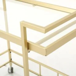 Ambrose Industrial Glass Bar Cart With Shelves By Christopher Knight Home - Iron/Glass - Gold -Elegance Barware 31d98786 e213 47a5 b578 2a2e3a85261c