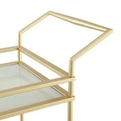 Nicole Miller Felix Bar Cart, 2 Serving Shelves, Casters - N/A - Gold/ White -Elegance Barware 3225ba0d b226 44bd 969e 44b8583f6ab6