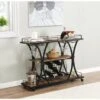 Industrial Bar Cart Kitchen Bar Serving Cart For Home - 44*13*33.66INCH - Black - MDF/Metal -Elegance Barware 32966900 fd57 4b26 9711 716178e94ece