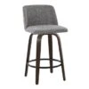 Carson Carrington Vallberga 26" Counter Stool With Walnut-Glazed Wood Base (Set Of 2) - Grey Noise Fabric/Round Black Footrest -Elegance Barware 32978273 7ab8 409e 8c80 09d947696857