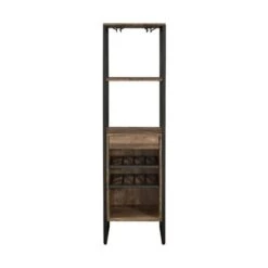Wood Wine Rack With1 Drawer And 3 Shelves In Weathered Oak - Weathered Oak
