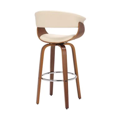 Julyssa Mid-Century Modern Faux Leather And Wood Swivel Bar Or Counter Stool - Cream & Walnut - Counter Height 13 Julyssa Mid-Century Modern Faux Leather And Wood Swivel Bar Or Counter Stool - Cream & Walnut - Counter Height - Image 11
