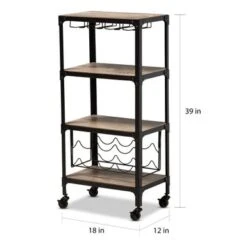 Carson Carrington Badene Rustic Industrial Style Kitchen Bar Wine Cart -Elegance Barware 32e74c2e 1555 421a 854b 1bc68e9eeca2