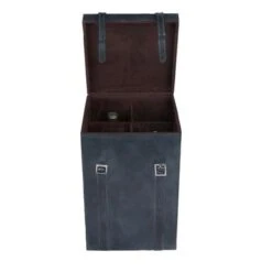 Leather Modern Wine Holder - 9 X 5 X 16 - Blue -Elegance Barware 3417498b 2c19 4a6f 8608 a79fb06befce