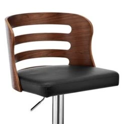 Khalia Adjustable Swivel Faux Leather And Wood Bar Stool With Metal Base - Grey And Black -Elegance Barware 345b98e3 70a2 4867 bbb4 f09a29161023