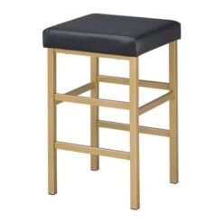 OSP Designs 26 Inch Gold Backless Stool - Black -Elegance Barware 35e00cd0 79f4 4311 b27f 3b397fe706e0