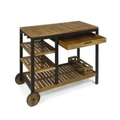 Admirals Indoor Acacia Wood Bar Cart By Christopher Knight Home - N/A - Natural Finish + Rustic Metal -Elegance Barware 360b23bd 0f8f 41a9 872c eaf6b648b9a3