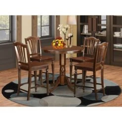 East West Furniture 5-pc. Dining Set- A Kitchen Table And 4 Dining Chairs With Slatted Back In Mahogany Finish(Seat Type Option) - JACH5-MAH-W