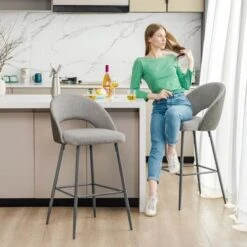 Glitzhome Set Of 2 41"H Modern Tapered Leg High Bar Stools - Brown -Elegance Barware 36824c8a 7432 468b 9c38 2010728eccf1