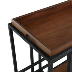 Ronald Serving Bar Cart, Removable Tray/ Wine Bottle Storage/ Casters - N/A - Gold/ Walnut -Elegance Barware 369954fe 8f2b 4797 a13d 5c6e6fbcc4f4