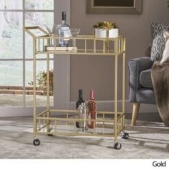 Falon Indoor Modern Bar Cart With Tempered Glass By Christopher Knight Home - N/A - Black -Elegance Barware 376eba73 49d0 427c 908f 01b1316b2dae