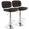 Elama 2 Piece Adjustable Faux Leather Bar Stool In Brown With Chrome Base - Brown -Elegance Barware 37cfe1d4 9aed 4a71 b3c7 ed8547114f91
