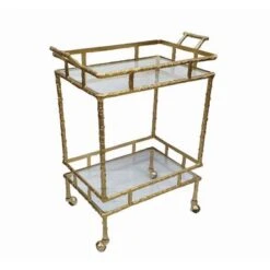A&B Home Brass Antique Twig Bar Cart - Aluminum - Brass Antique