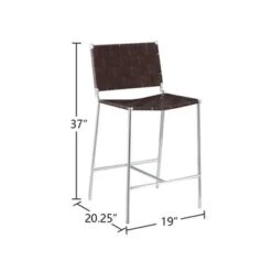 Metal Base Counter Height Stool With Plastic Seat And Back In Brown And Chrome - Counter Height - 23-28 In. - Brown And Chrome - Single -Elegance Barware 382c8066 550d 42b5 87f3 62c9d5599e91