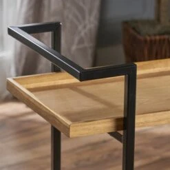 Gerard Modern Industrial 2-Tier Wood Bar Cart With Wheels By Christopher Knight Home - 38.00" W X 16.10" D X 33.00" H - Brown -Elegance Barware 387d4e7c 6a95 41a2 a9a8 877e91f36311