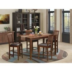 East West Furniture 5-Piece Dining Set - A Wood Kitchen Table And Dining Chairs - Mahogany Finish (Seat's Type Options) - N/A - DUVN5H-MAH-C -Elegance Barware 38866761 0dba 412b aa50 ed69cf86da96