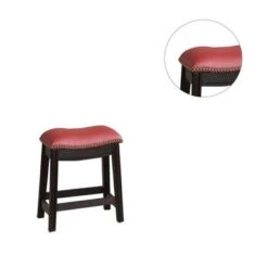 Burgundy PU Upholstery Bar Stool, Set Of 2 - Bar Height -Elegance Barware 391992bf 6e60 4fac af9c ec5cf88956fe