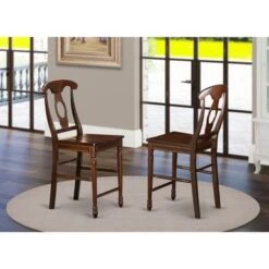 East West Furniture Modern Kenley Counter Height Stools With Wood Seat - Set Of 2 (Finish Option) - KES-WHI-W -Elegance Barware 394d3d28 5b32 4442 a36e 9e847ee59438