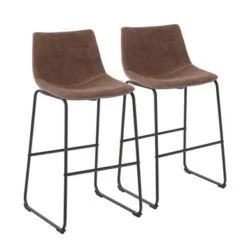 Carbon Loft Aube Vintage Faux Leather Bar Stools (Set Of 2) - Grey -Elegance Barware 39a63474 79f6 4a47 8826 608739154369