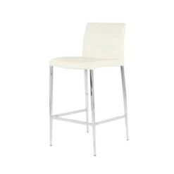 Delta Modern Leatherette & Chrome Counter Stool - Contract Grade - Off-White