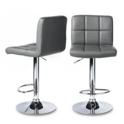 Porch & Den Galena Upholstered Chrome Adjustable Bar Stools (Set Of 2) - Black -Elegance Barware 3b102899 fa54 42db 8108 49f1ecacaade