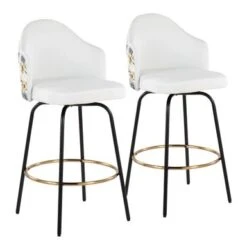 Carson Carrington Valsatra Upholstered Bar Stool With Metal Base (Set Of 2) - Cream/Gold -Elegance Barware 3b33105f cae3 440c af8f ba011887d0fa