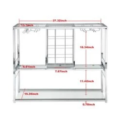 Chrome Wine Rack Silver Modern Glass Metal Frame Wine Storage - Chrome -Elegance Barware 3c7637c8 c929 4370 83d0 861e0e92d667