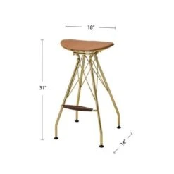 Set Of 2 Bar Stool With Faux Leather Cushion In Gold - Bar Height - 29-32 In. - Set Of 2 - Whiskey And Gold -Elegance Barware 3cdcc6df b7c9 4603 acda 5c97018c0193